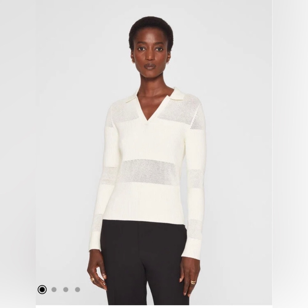 NWT Club Monaco Mix Stitch Johnny Collar Sweater XS NWOT Spring long sleeve